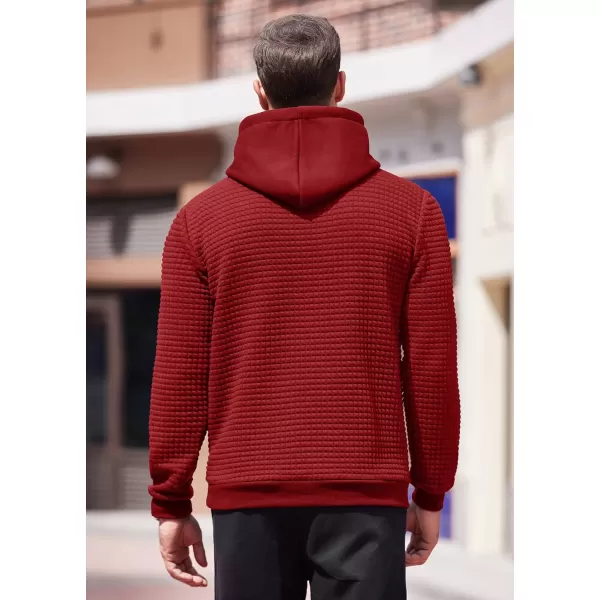 COOFANDY Men's Hooded Sweatshirt Long Sleeve Fashion Gym Athletic Hoodies Solid Plaid Jacquard Pullover with Pocket
