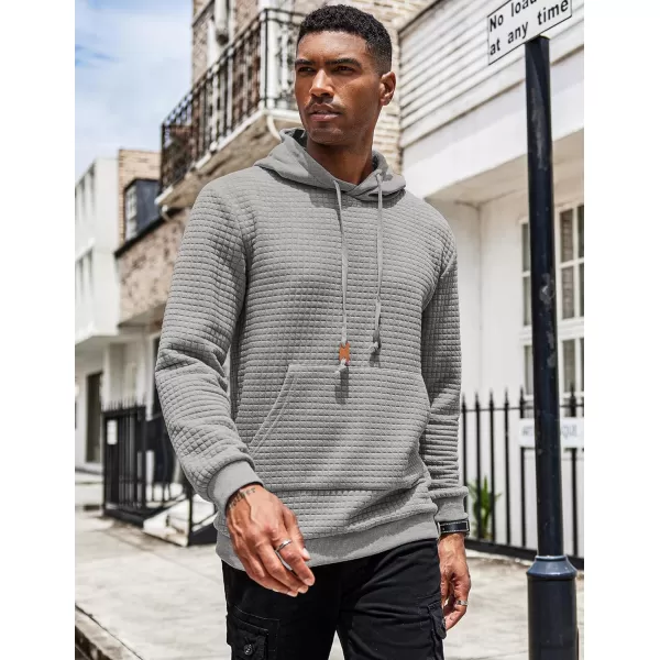 COOFANDY Men's Hooded Sweatshirt Long Sleeve Fashion Gym Athletic Hoodies Solid Plaid Jacquard Pullover with Pocket
