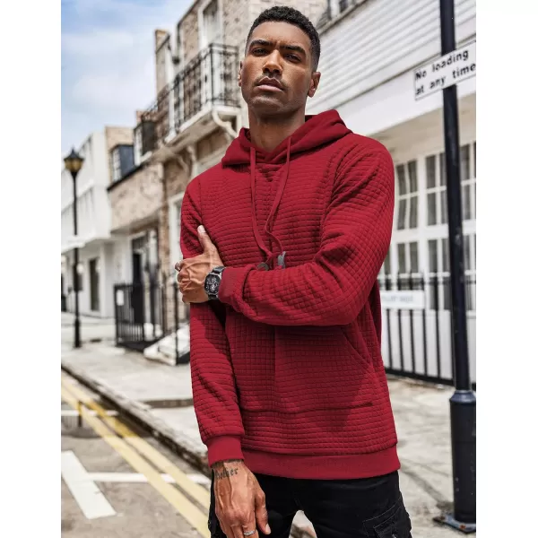 COOFANDY Men's Hooded Sweatshirt Long Sleeve Fashion Gym Athletic Hoodies Solid Plaid Jacquard Pullover with Pocket