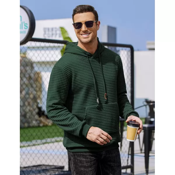COOFANDY Men's Hooded Sweatshirt Long Sleeve Fashion Gym Athletic Hoodies Solid Plaid Jacquard Pullover with Pocket