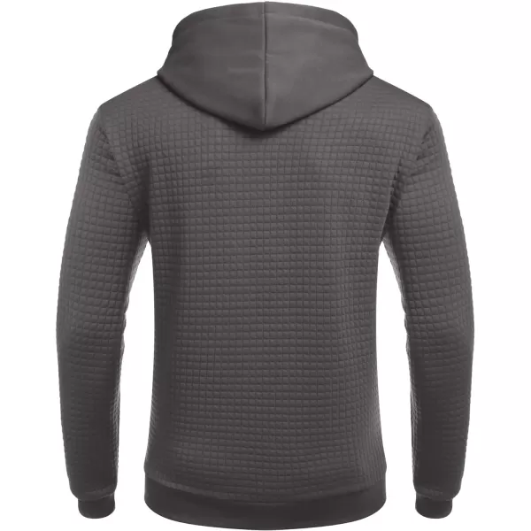 COOFANDY Men's Hooded Sweatshirt Long Sleeve Fashion Gym Athletic Hoodies Solid Plaid Jacquard Pullover with Pocket