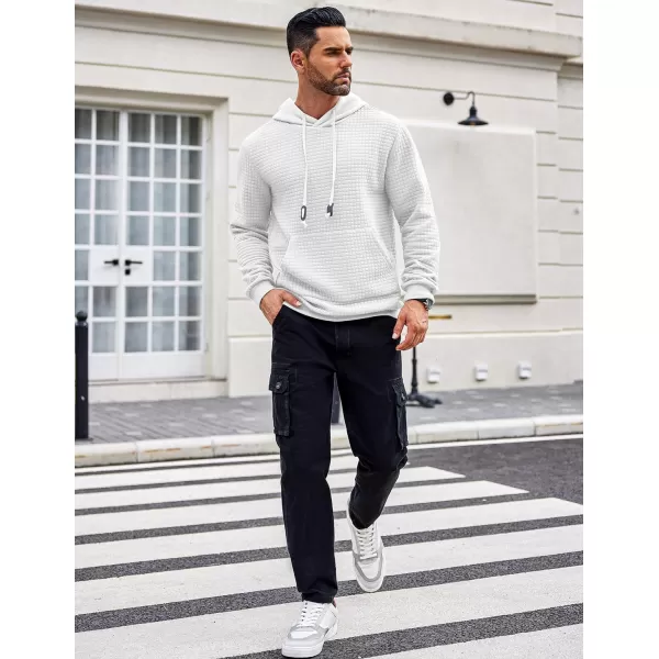 COOFANDY Men's Hooded Sweatshirt Long Sleeve Fashion Gym Athletic Hoodies Solid Plaid Jacquard Pullover with Pocket