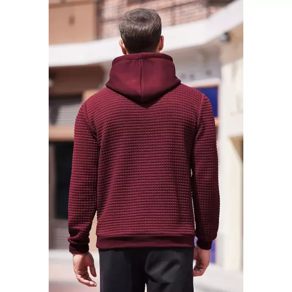 COOFANDY Men's Hooded Sweatshirt Long Sleeve Fashion Gym Athletic Hoodies Solid Plaid Jacquard Pullover with Pocket