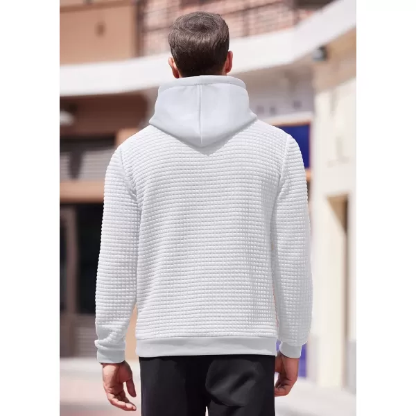 COOFANDY Men's Hooded Sweatshirt Long Sleeve Fashion Gym Athletic Hoodies Solid Plaid Jacquard Pullover with Pocket