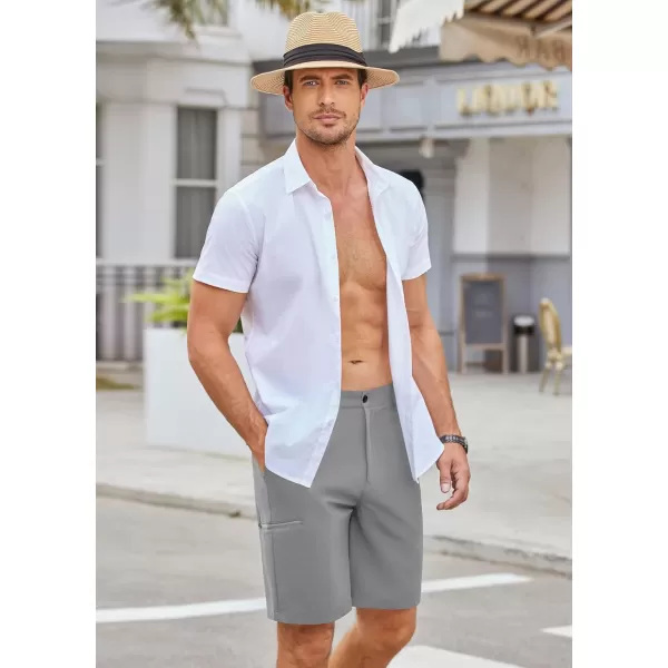 COOFANDY Mens Hybrid Casual Golf Shorts 9" Stretch Lightweight Quick Dry Summer Hiking Travel Shorts with Zipper Pockets