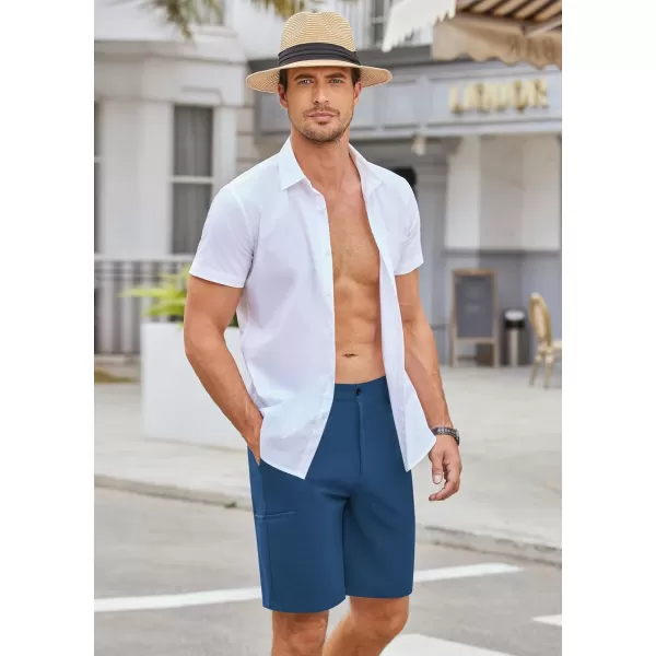 COOFANDY Mens Hybrid Casual Golf Shorts 9" Stretch Lightweight Quick Dry Summer Hiking Travel Shorts with Zipper Pockets