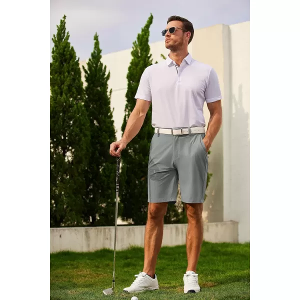 COOFANDY Mens Hybrid Casual Golf Shorts 9" Stretch Lightweight Quick Dry Summer Hiking Travel Shorts with Zipper Pockets