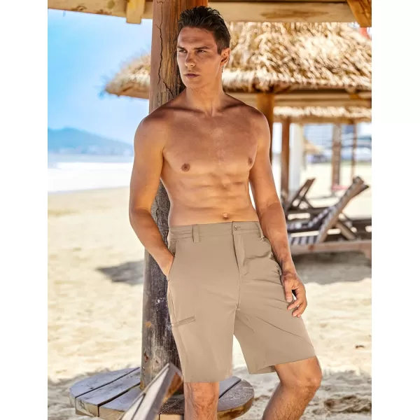 COOFANDY Mens Hybrid Casual Golf Shorts 9" Stretch Lightweight Quick Dry Summer Hiking Travel Shorts with Zipper Pockets