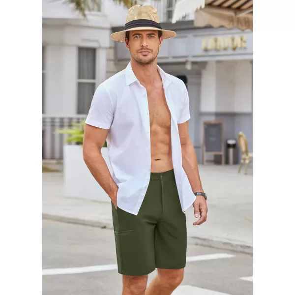 COOFANDY Mens Hybrid Casual Golf Shorts 9" Stretch Lightweight Quick Dry Summer Hiking Travel Shorts with Zipper Pockets