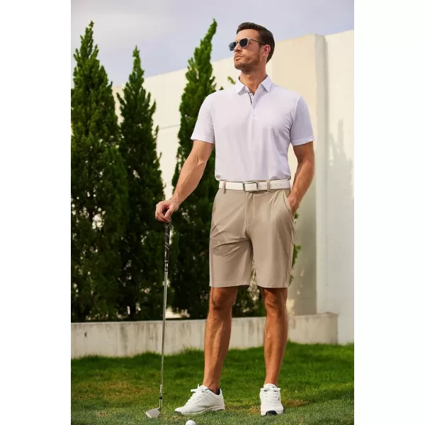 COOFANDY Mens Hybrid Casual Golf Shorts 9" Stretch Lightweight Quick Dry Summer Hiking Travel Shorts with Zipper Pockets