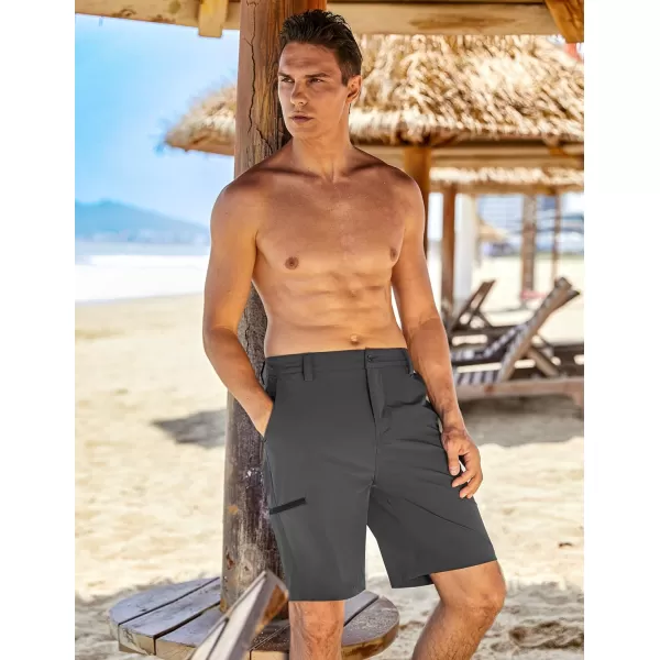 COOFANDY Mens Hybrid Casual Golf Shorts 9" Stretch Lightweight Quick Dry Summer Hiking Travel Shorts with Zipper Pockets