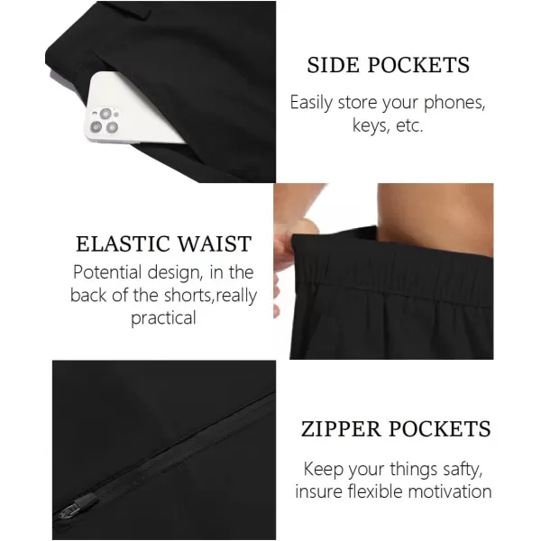 COOFANDY Mens Hybrid Casual Golf Shorts 9" Stretch Lightweight Quick Dry Summer Hiking Travel Shorts with Zipper Pockets