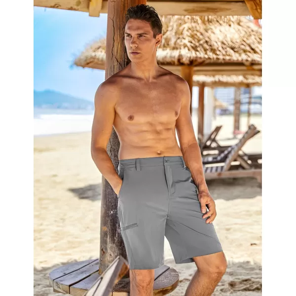 COOFANDY Mens Hybrid Casual Golf Shorts 9" Stretch Lightweight Quick Dry Summer Hiking Travel Shorts with Zipper Pockets