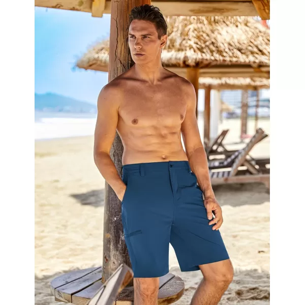 COOFANDY Mens Hybrid Casual Golf Shorts 9" Stretch Lightweight Quick Dry Summer Hiking Travel Shorts with Zipper Pockets