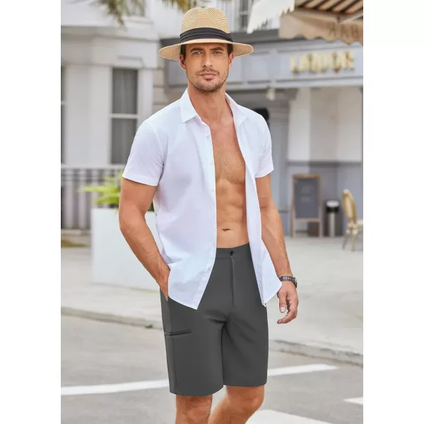 COOFANDY Mens Hybrid Casual Golf Shorts 9" Stretch Lightweight Quick Dry Summer Hiking Travel Shorts with Zipper Pockets