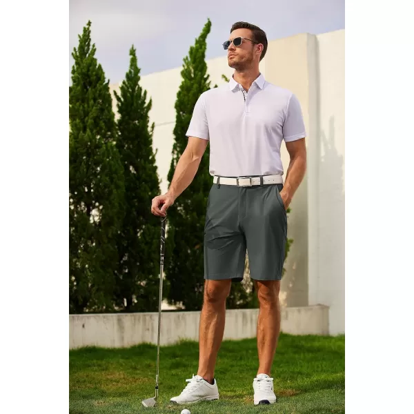 COOFANDY Mens Hybrid Casual Golf Shorts 9" Stretch Lightweight Quick Dry Summer Hiking Travel Shorts with Zipper Pockets