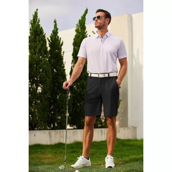 COOFANDY Mens Hybrid Casual Golf Shorts 9" Stretch Lightweight Quick Dry Summer Hiking Travel Shorts with Zipper Pockets