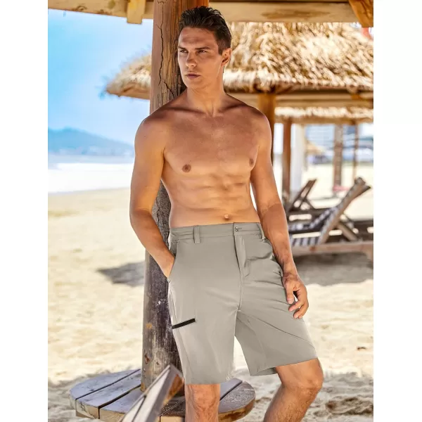 COOFANDY Mens Hybrid Casual Golf Shorts 9" Stretch Lightweight Quick Dry Summer Hiking Travel Shorts with Zipper Pockets