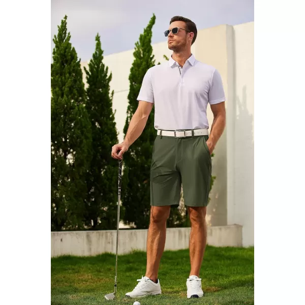 COOFANDY Mens Hybrid Casual Golf Shorts 9" Stretch Lightweight Quick Dry Summer Hiking Travel Shorts with Zipper Pockets