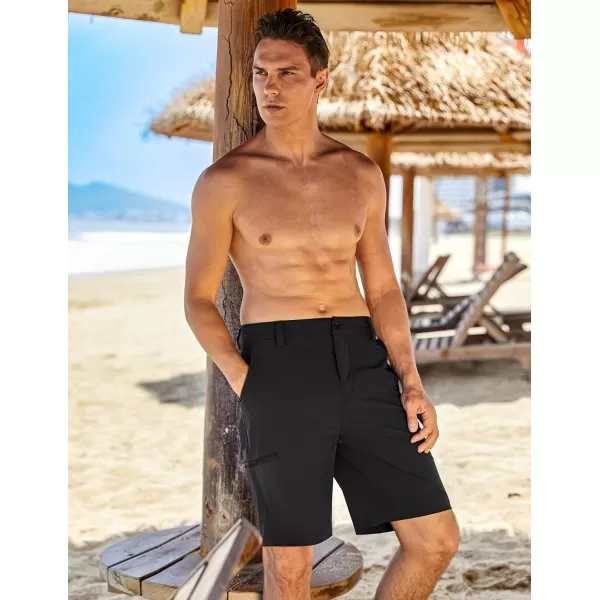 COOFANDY Mens Hybrid Casual Golf Shorts 9" Stretch Lightweight Quick Dry Summer Hiking Travel Shorts with Zipper Pockets