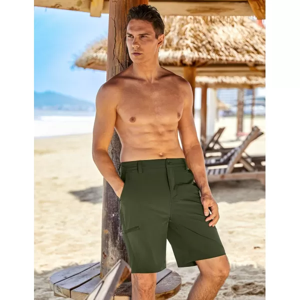 COOFANDY Mens Hybrid Casual Golf Shorts 9" Stretch Lightweight Quick Dry Summer Hiking Travel Shorts with Zipper Pockets