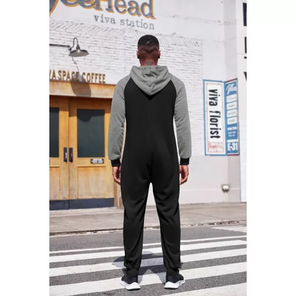 COOFANDY Mens Jumpsuit Onesie Rompers Drawtsring Hooded Full Zip One Piece Tracksuit with Pockets