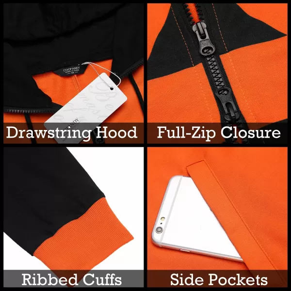 COOFANDY Mens Jumpsuit Onesie Rompers Drawtsring Hooded Full Zip One Piece Tracksuit with Pockets