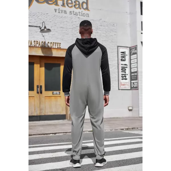 COOFANDY Mens Jumpsuit Onesie Rompers Drawtsring Hooded Full Zip One Piece Tracksuit with Pockets