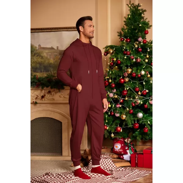 COOFANDY Mens Jumpsuit Onesie Rompers Drawtsring Hooded Full Zip One Piece Tracksuit with Pockets