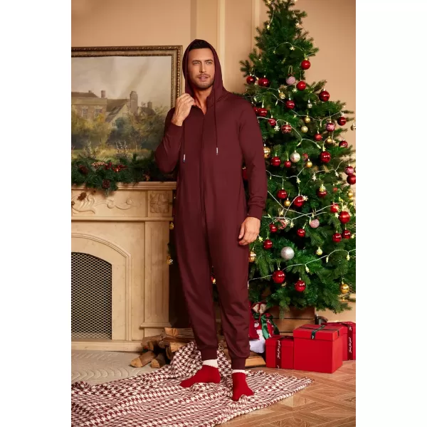 COOFANDY Mens Jumpsuit Onesie Rompers Drawtsring Hooded Full Zip One Piece Tracksuit with Pockets