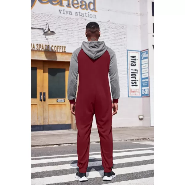 COOFANDY Mens Jumpsuit Onesie Rompers Drawtsring Hooded Full Zip One Piece Tracksuit with Pockets
