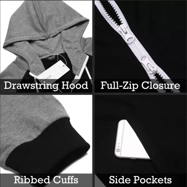 COOFANDY Mens Jumpsuit Onesie Rompers Drawtsring Hooded Full Zip One Piece Tracksuit with Pockets