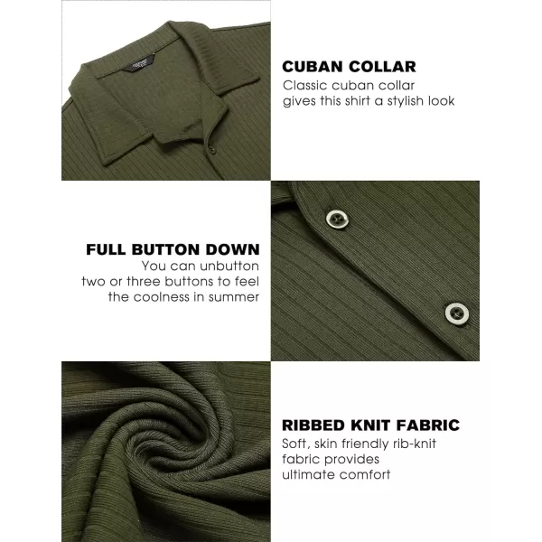 COOFANDY Mens Knit Button Down Shirt Short Sleeve Button Up Shirt Summer Casual Beach Tops
