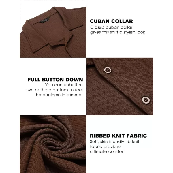 COOFANDY Mens Knit Button Down Shirt Short Sleeve Button Up Shirt Summer Casual Beach Tops
