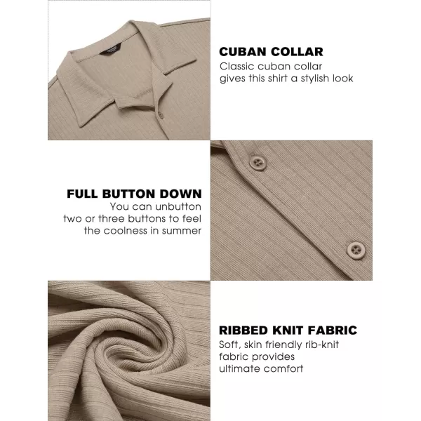 COOFANDY Mens Knit Button Down Shirt Short Sleeve Button Up Shirt Summer Casual Beach Tops