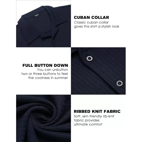 COOFANDY Mens Knit Button Down Shirt Short Sleeve Button Up Shirt Summer Casual Beach Tops