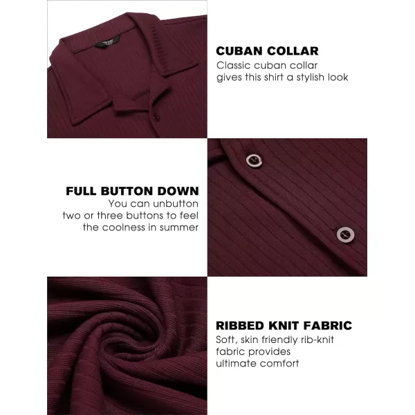 COOFANDY Mens Knit Button Down Shirt Short Sleeve Button Up Shirt Summer Casual Beach Tops