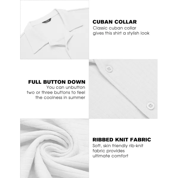 COOFANDY Mens Knit Button Down Shirt Short Sleeve Button Up Shirt Summer Casual Beach Tops