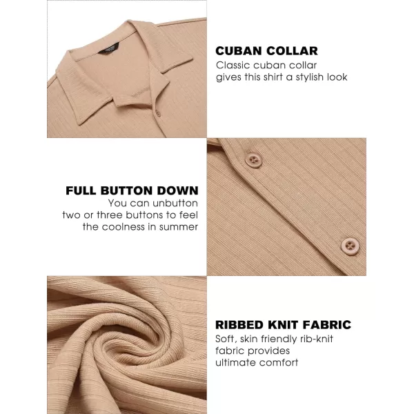 COOFANDY Mens Knit Button Down Shirt Short Sleeve Button Up Shirt Summer Casual Beach Tops