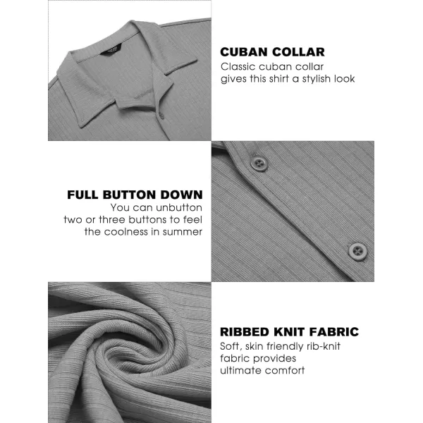 COOFANDY Mens Knit Button Down Shirt Short Sleeve Button Up Shirt Summer Casual Beach Tops