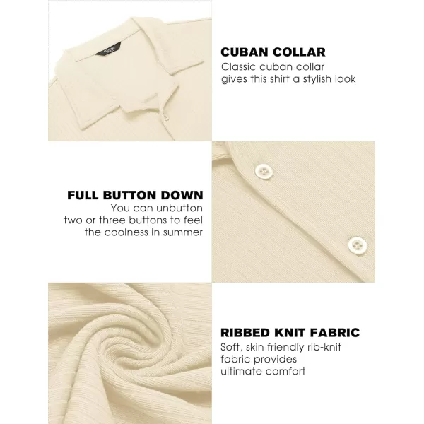 COOFANDY Mens Knit Button Down Shirt Short Sleeve Button Up Shirt Summer Casual Beach Tops