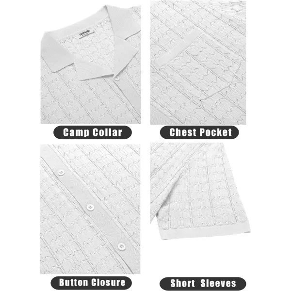 COOFANDY Men's Knit Button Down Shirt Short Sleeve Vintage Polo Shirts Summer Casual Beach Tops