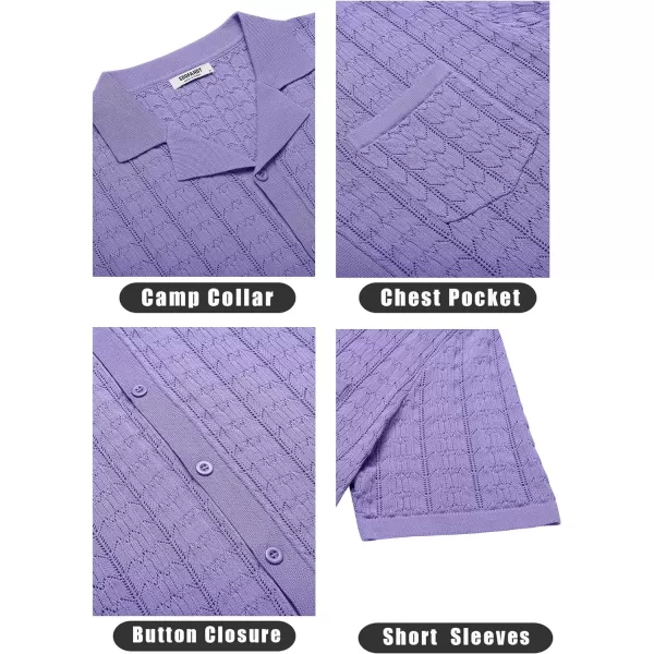 COOFANDY Men's Knit Button Down Shirt Short Sleeve Vintage Polo Shirts Summer Casual Beach Tops