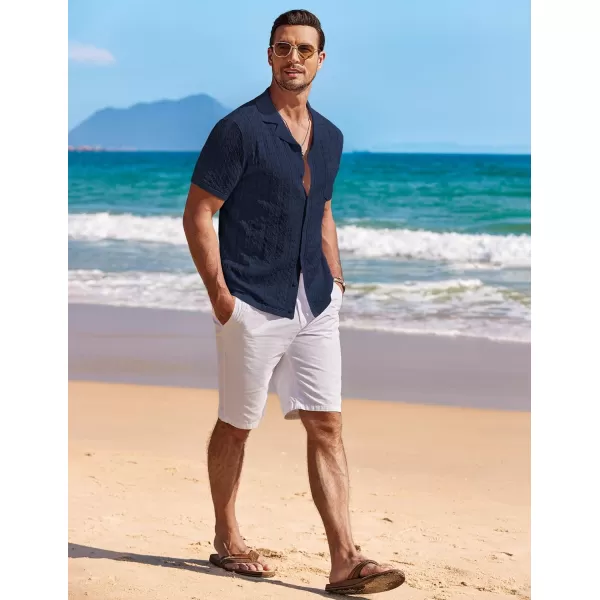 COOFANDY Men's Knit Button Down Shirt Short Sleeve Vintage Polo Shirts Summer Casual Beach Tops