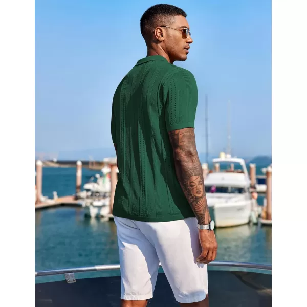 COOFANDY Men's Knit Shirts Short Sleeve Button Down Polo Shirt Fashion Casual Summer Beach Shirts