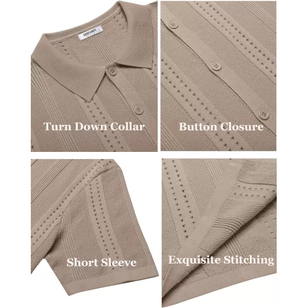 COOFANDY Men's Knit Shirts Short Sleeve Button Down Polo Shirt Fashion Casual Summer Beach Shirts