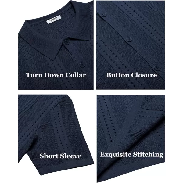 COOFANDY Men's Knit Shirts Short Sleeve Button Down Polo Shirt Fashion Casual Summer Beach Shirts