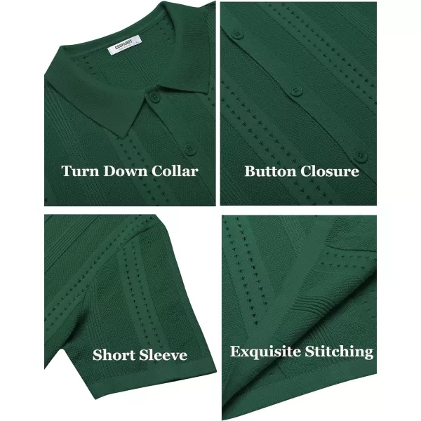 COOFANDY Men's Knit Shirts Short Sleeve Button Down Polo Shirt Fashion Casual Summer Beach Shirts