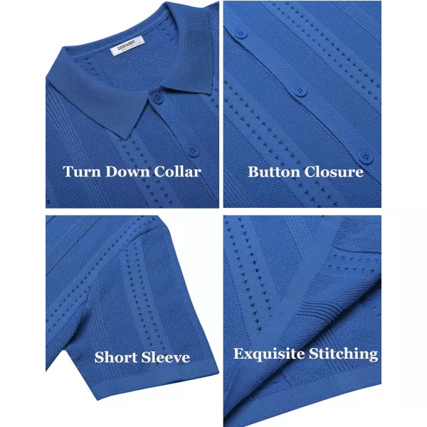COOFANDY Men's Knit Shirts Short Sleeve Button Down Polo Shirt Fashion Casual Summer Beach Shirts