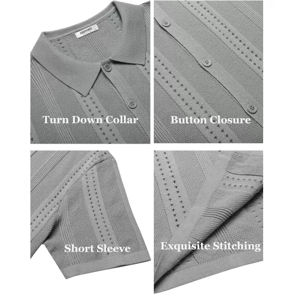 COOFANDY Men's Knit Shirts Short Sleeve Button Down Polo Shirt Fashion Casual Summer Beach Shirts